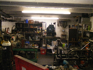 Manx norton frame and workshop